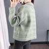 Trendy kostkovaný cardigan kabát s kapsami pro drobné ženy, teplý a stylový, ideální na podzim a zimu