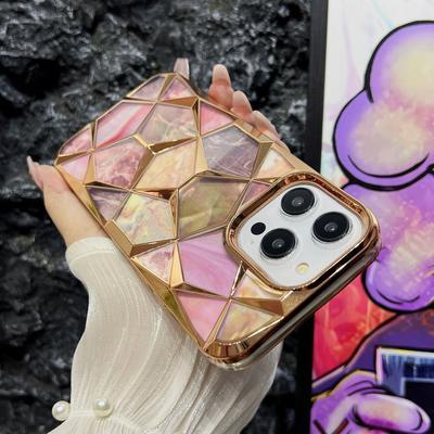 Applicable To iPhone15 Electroplated Marble Mobile Phone Case Apple 14promax Water Cube 13 Anti-drop 12 Protective Case