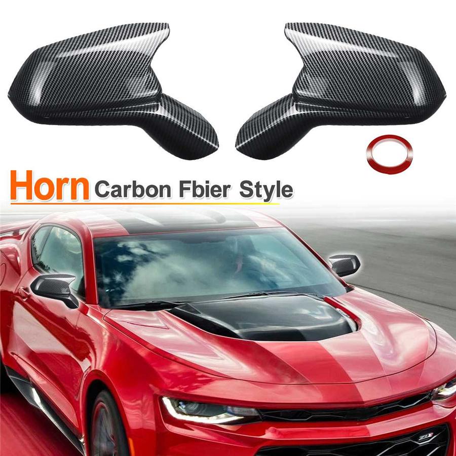 

2 × Car Side Rearview Mirror Cover Cap Shell For 16-21 Chevy Camaro SS RS ZL1 LT