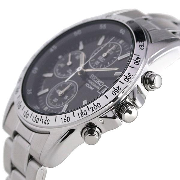 Seiko Herren-Chronographuhr SND367PC, Klassisches Schwarzes Zifferblatt, Quarzwerk mit 1/20-Sekunden-Präzision, Edelstahlarmband, 50m Wasserdicht, Authentisch JDM