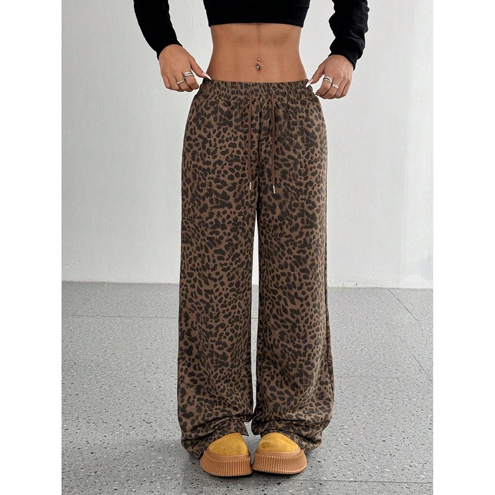 2024 Cross-border Teen Camouflage Elastic Drawstring Wide-Leg Pants