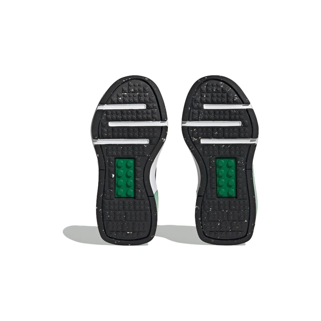 LEGO x Adidas Tech Rnr Tela Cómoda Resistente a la Abrasión Caña Baja Zapatos de Estilo de Vida para Niños Negro Verde ID de Niño ID9524