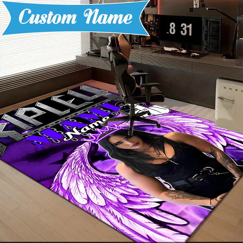 Alfombra de lucha con nombre personalizado Rhea Ripley para Sala de Estar, Salas de Juegos, Oficina, Dormitorio, Felpudo Diseño Divertido, regalos para fans decoración de Navidad