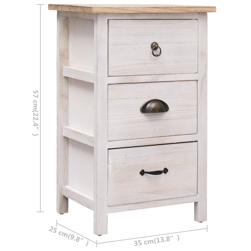 Side Table Cabinet 35 X 25 X 57 Cm Solid Paulownia Wood