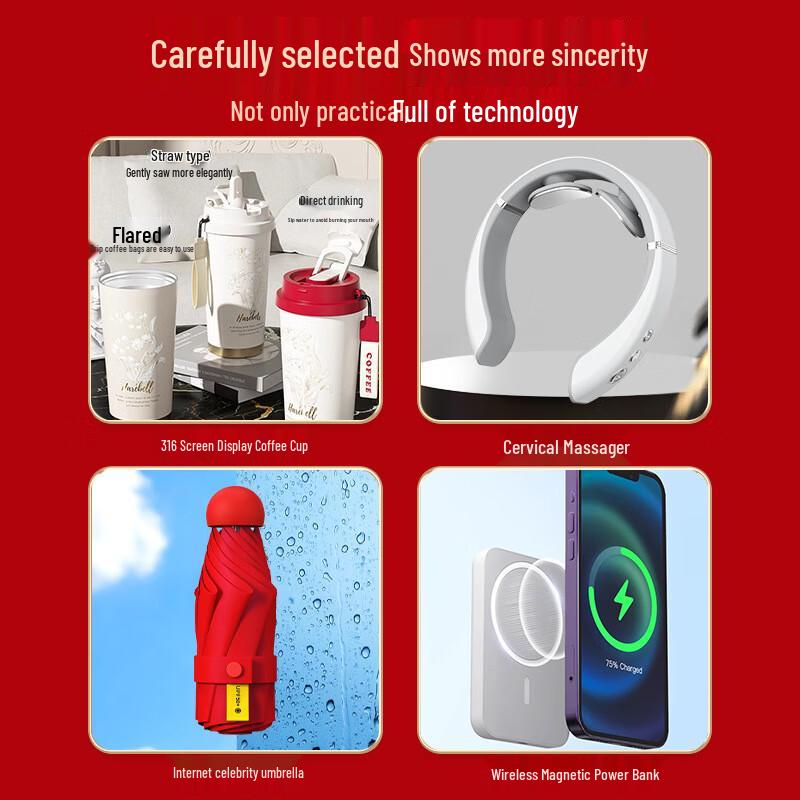 Zestaw upominkowy 3 w 1: Masażer szyi, Kubek do kawy i Podstawka pod telefon Power Bank