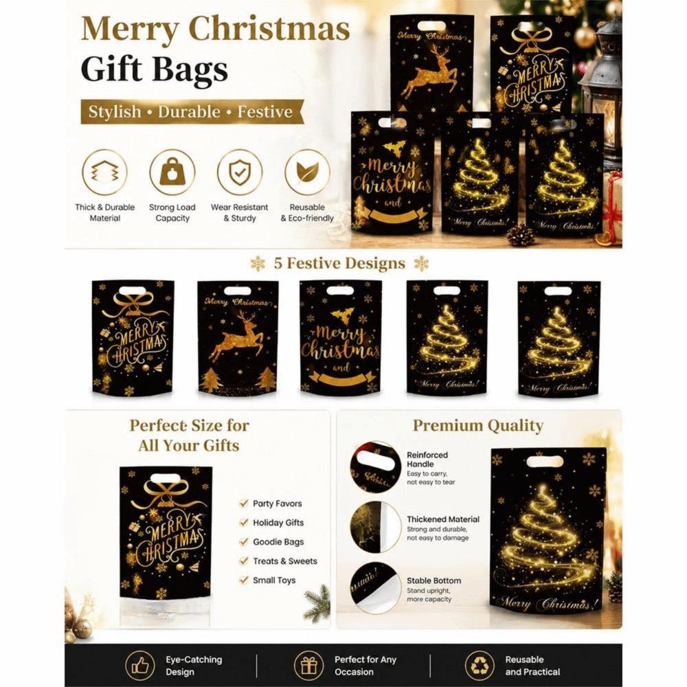 50Pcs PP Christmas Candy Bag Cartoon Style Christmas Gift Bag  Christmas Party