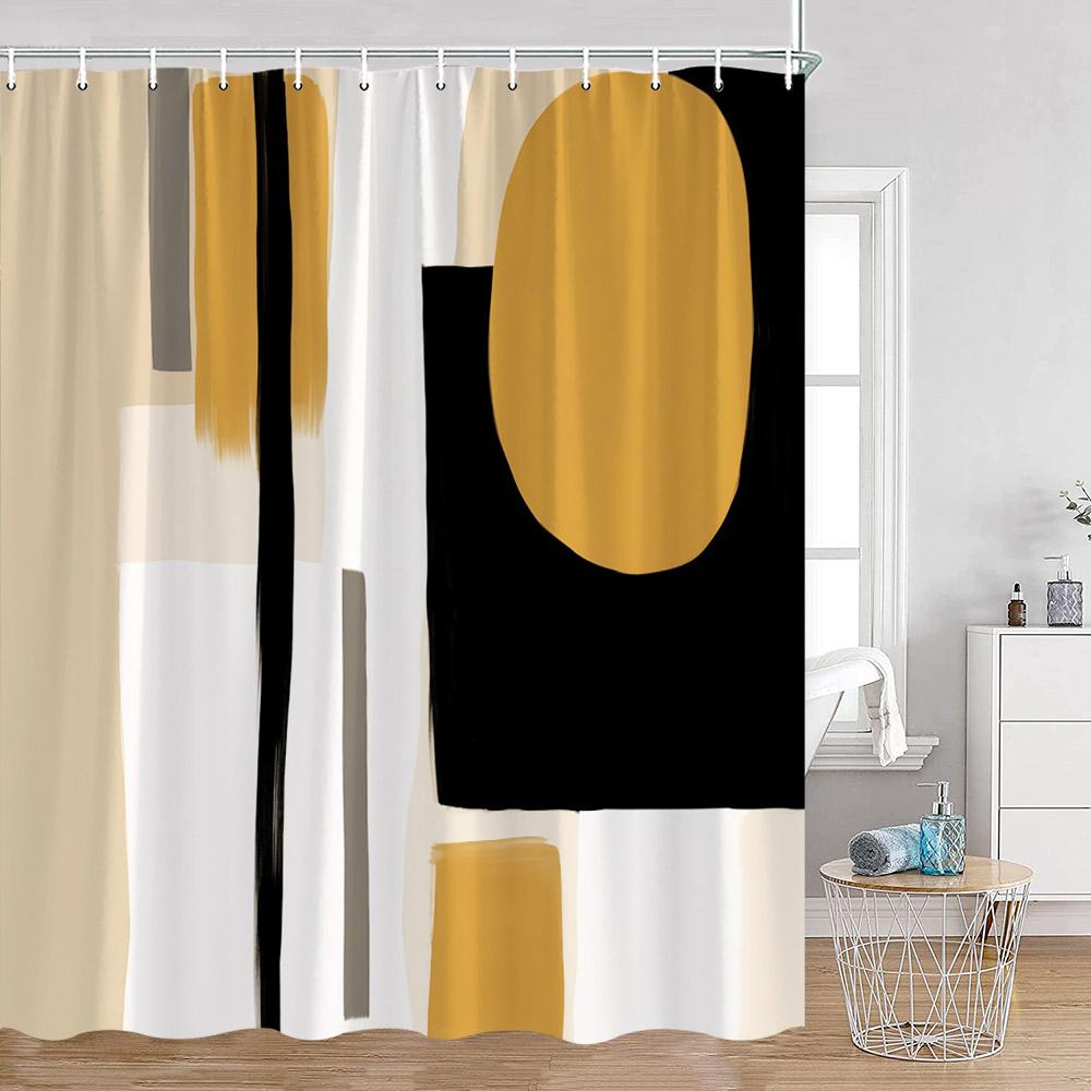 Abstract Geometrics Shower Curtains Mid-Century Nordic Minimalist Bathroom Decortaions Modern Polyester Bath Curtain With Hooks