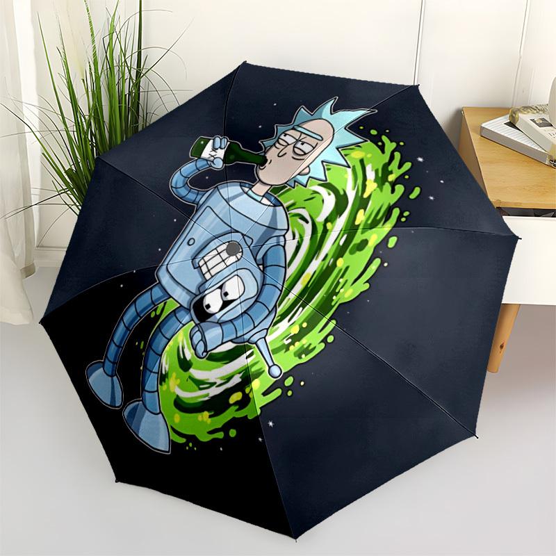 

1pc Rick Sanchez Automatic Folding Umbrella - Sturdy 8-Rib Polyester Canopy,Sun-Defying Travel Companion yy251023169