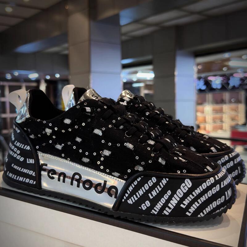 

Популярные мужские слипоны, летние парусиновые туфли на скрытой платформе, хип-хоп, яркие, повседневные спортивные туфли 15 44 чёрный