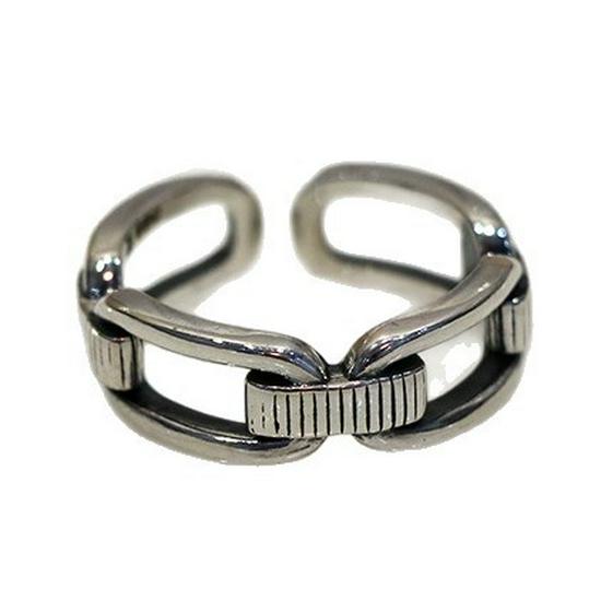 Yin Taifei Retro Silver Minimalist Open Chain Ring