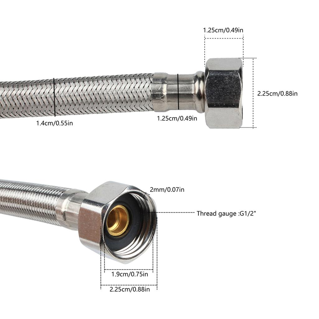 Braided Stainless Steel Toilet Hose 7/8inch to 1/2inch Toilet Water Connectors Hose Flexible Toilet Connector Enduring