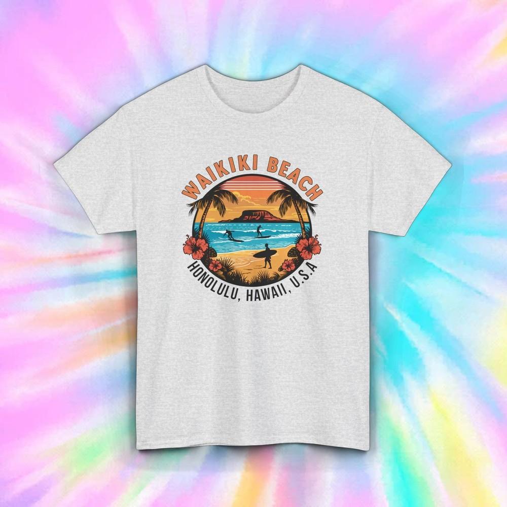 

Waikiki Beach T-Shirt | Honolulu Hawaii Surfing Graphic Tee | Island Souvenir 3XL