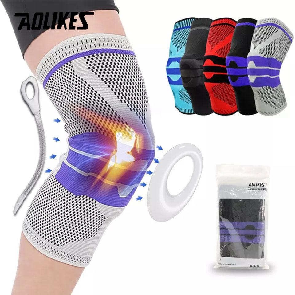 Aolikes Knee Brace Ideal For Men Women Silicone Gel Spring Support Features Knee Pads Workout Meniscus Tear Joint Pain Relief Knee Sleeve