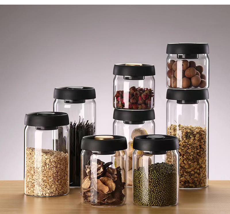 Vacuum-Sealed High Borosilicate Glass Jar for Coffee, Grains & Freshness Preservation
