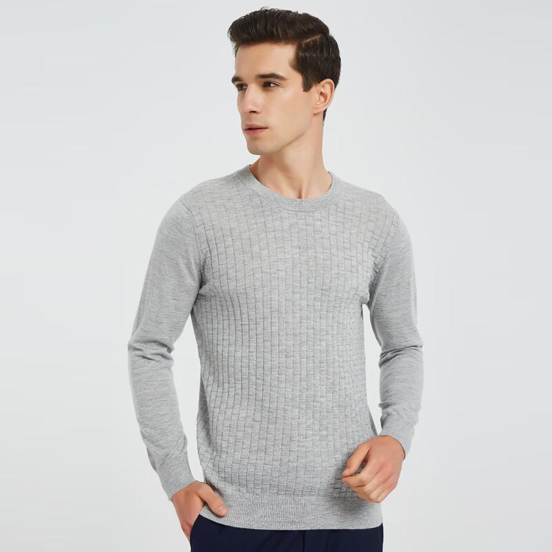 Hengyuanxiang Men's Pure Cashmere Round Neck Thin Sweater