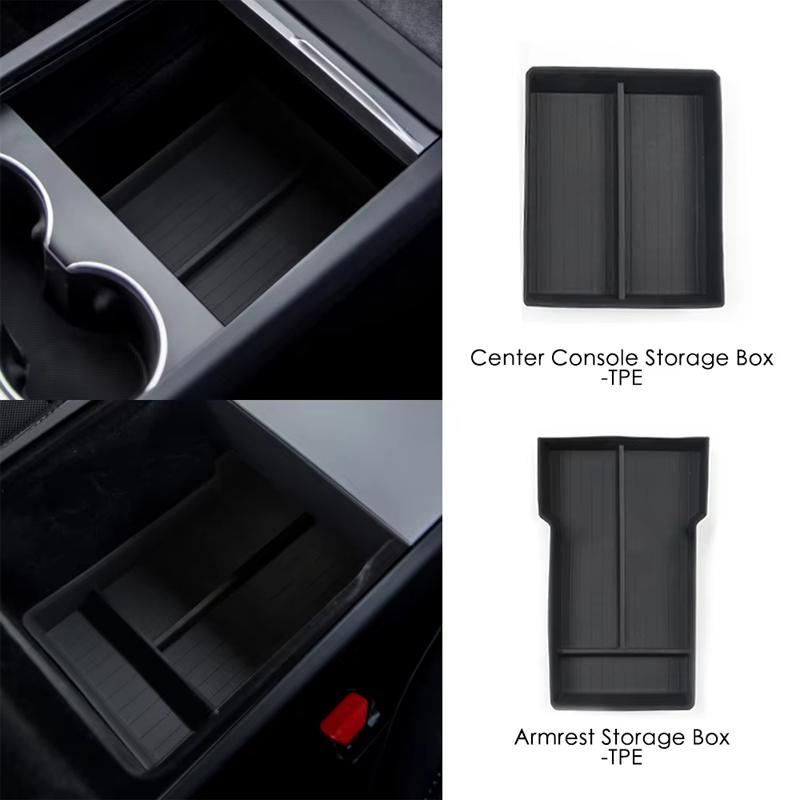 For Tesla Model Y Juniper 2026 Storage Box Model 3 2025 Highland Center Console Armrest Storage Tray Cover Tidying Accessories