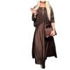 European & American Winter Round Neck 5-Point Sleeve Solid Color Elegant Dress
