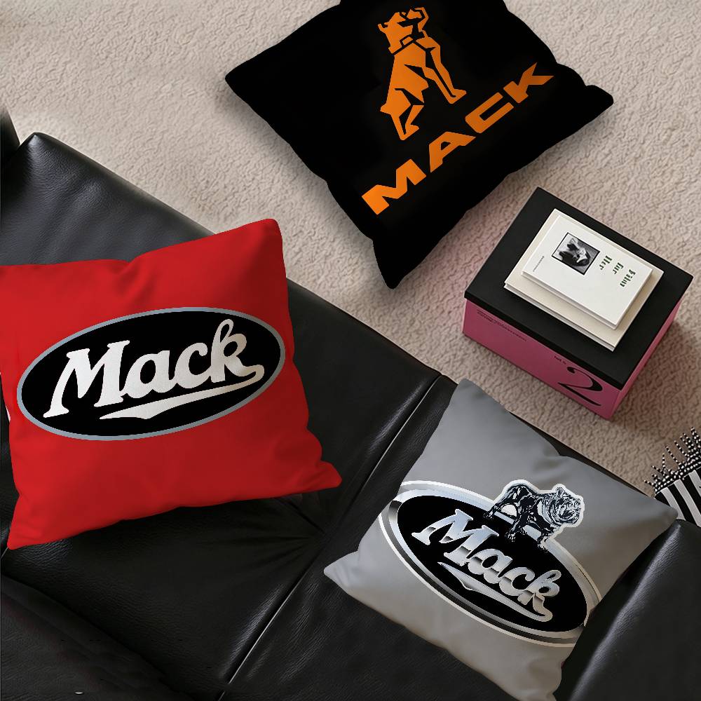 T-Truck Car M-MACKs Logo Pillow Covers Cartoon Sofa Decorative Home Double-sided Printing Short Plush Cute Cushion Cover