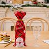Festive Red Green Checkered Snowman Wine Bottle Cover Perfect For Decor Christmas