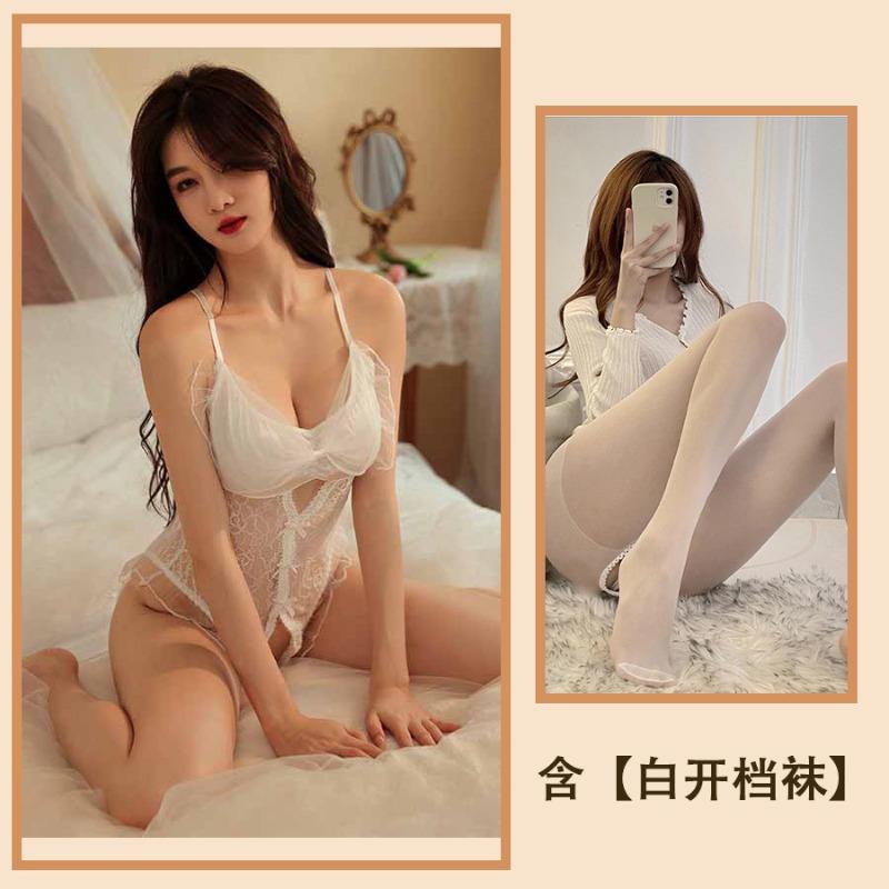 New sexy women's pajamas lace free suspenders bow onesie pure desire style hot suit