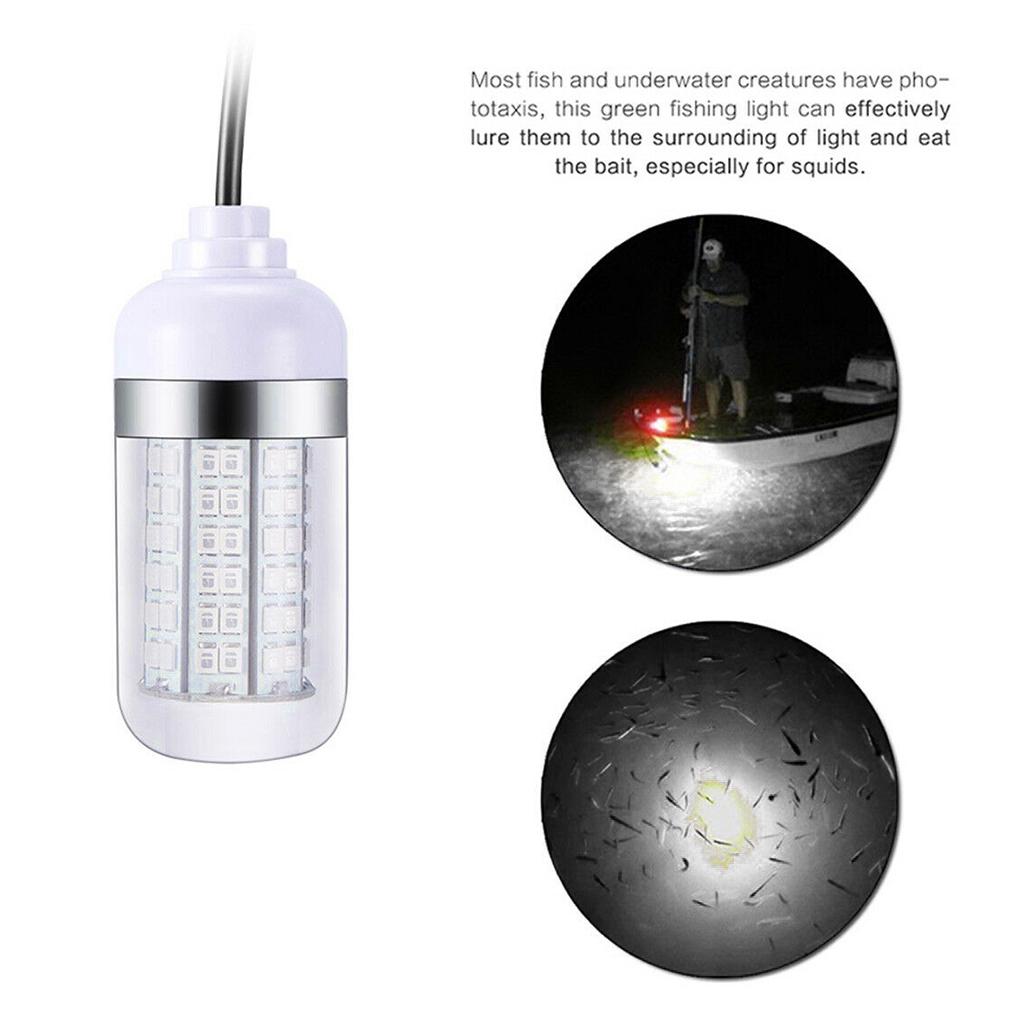 2x 12V 108 LEDs Submersible Fishing Light Underwater Fish Lamp with 5m Cord And Boat