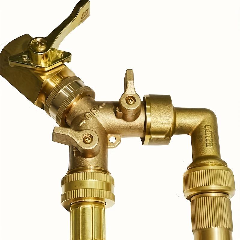 1pc, Garden Hose Y Valve Hose Splitter Brass Hose Splitter With Solid Brass Handle Brass Y Valve 