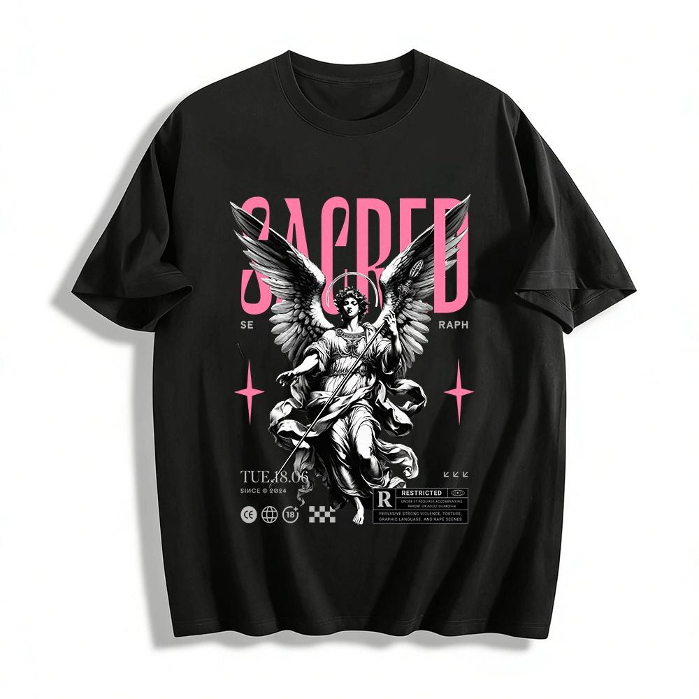 Vintage Sacred Raphael Angel Print Trendy Unisex T-Shirt Pure cotton T-shirt XXS