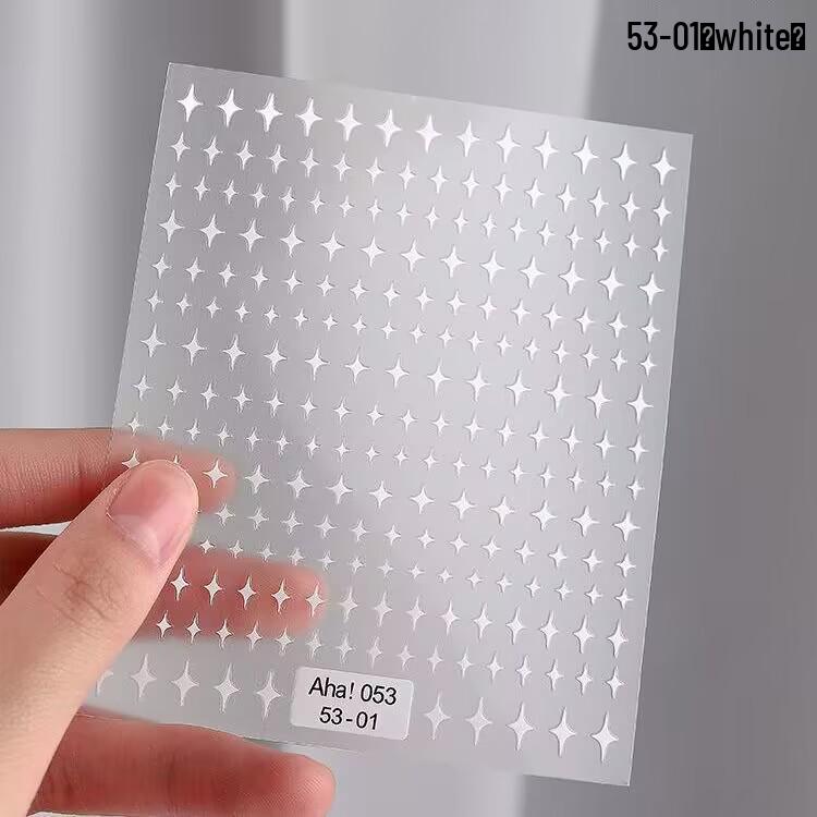 Starlight Silver Star & Crescent 3D Nail Art Stickers