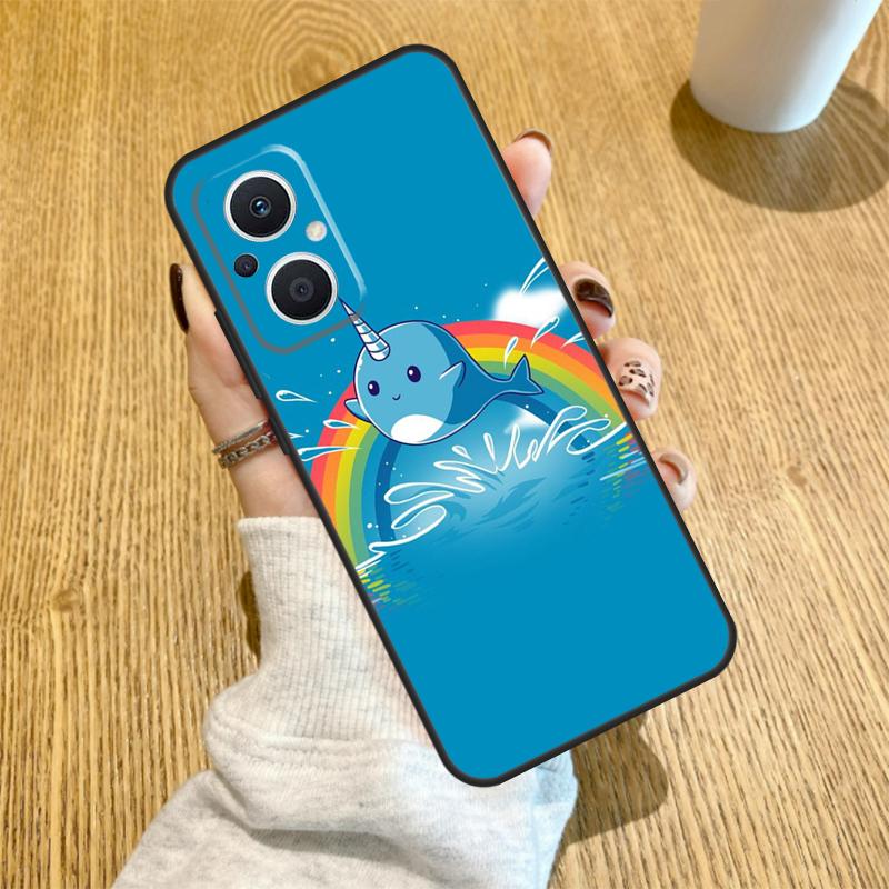 Cute Sea Narwhal Quotes Funda For OPPO Reno 12F 11F 13F 14F 8T 8 Lite 10 11 12 13 14 OPPO Find X8 X6 X5 X9 Pro Case