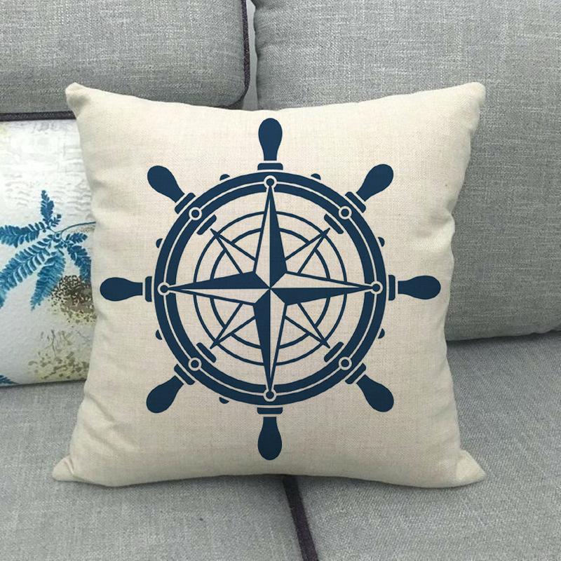 Nautical Elements: Rudder And Compass Digital Printing Short Plush Pillow Covers For Car Sofa Office Cushion Cover Home Goods
