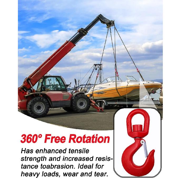 5T Swivel Lifting Hook 1T 2T 3T Heavy Duty Round Rotating Hook with Safety Latch for Lifting Chains Port Transportation
