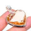 Lab Created Morganite Pendant 1.7" Silver Tone Heart Cut Gemstone Latest Jewelry