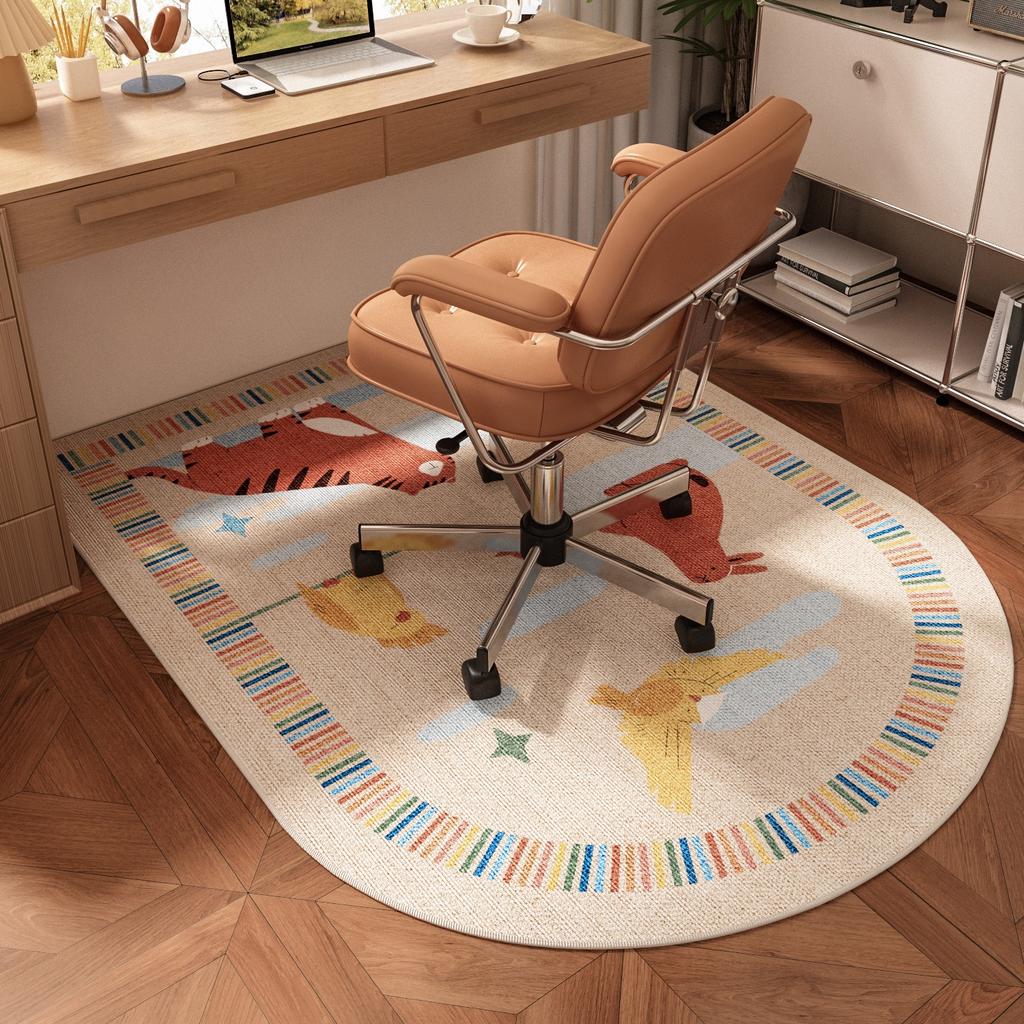 Study Carpet Non-Slip Waterproof Wear-Resistant Floor Mat Children'S Room Fun Cute Pattern Rug Semicircle Home Decoration Mats