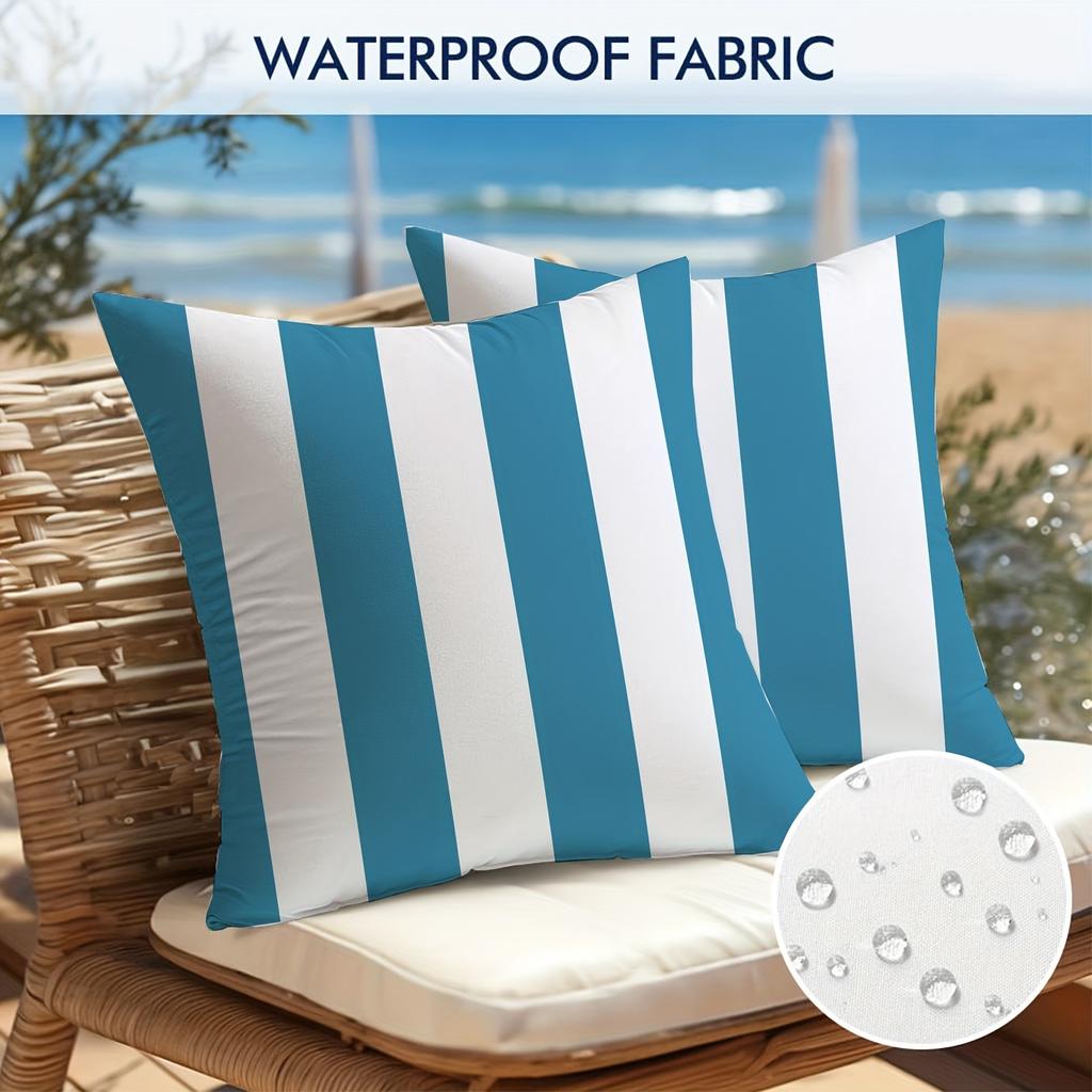 Waterproof Wave Width Bar Cushion Cover 30x50/45x45cm Island Holiday Lifestyle Outdoor Garden Chair Pillow Case Home Decoration