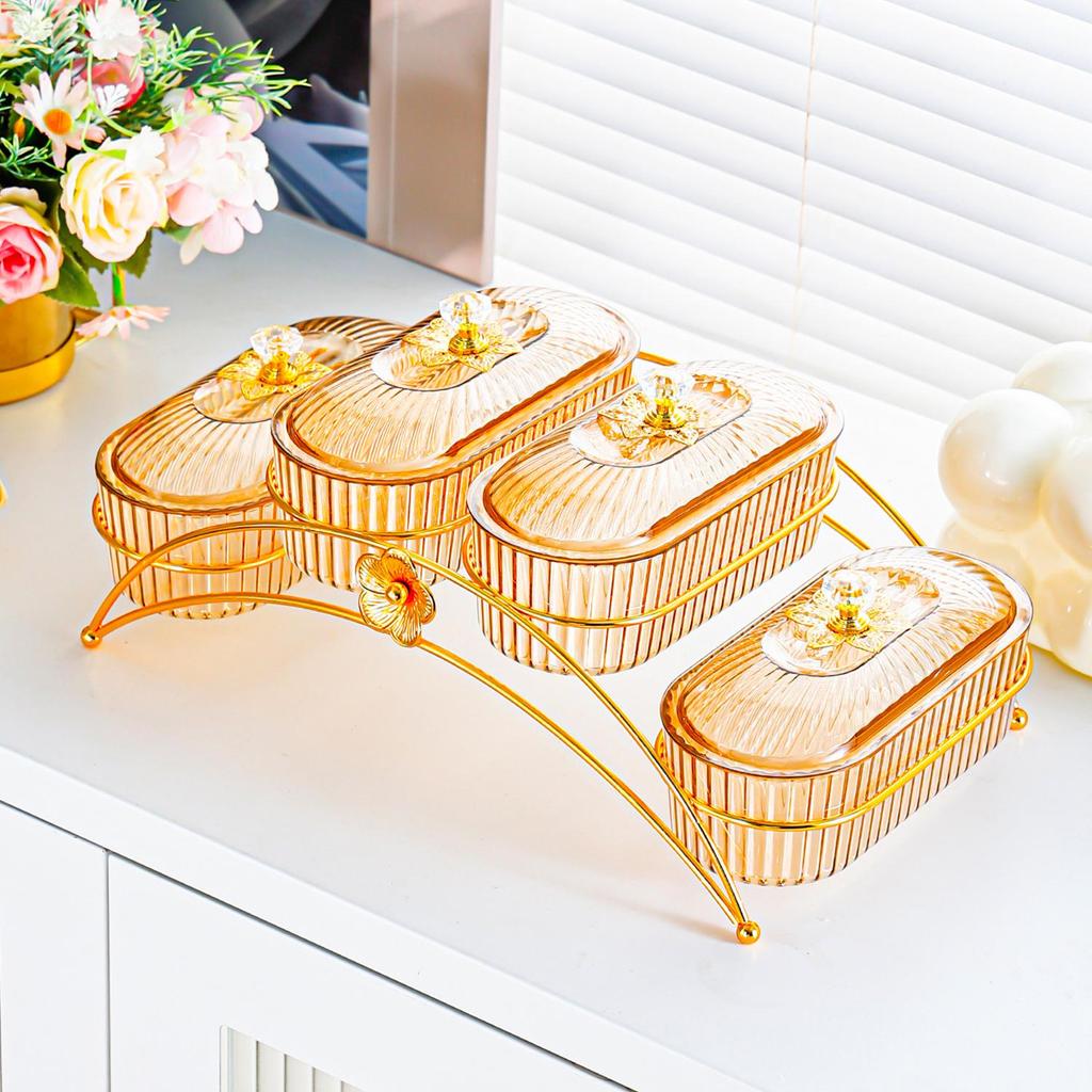 Elegant Compartmentalized Fruit & Snack Display Plate for Living Room & Tea Time