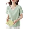 V-Neck Short-Sleeve T-Shirt for Women: Stylish Summer Loose Fit, Perfect for Middle-Aged Moms