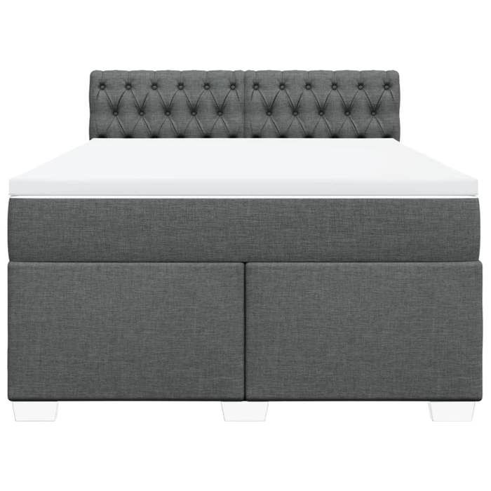 Maison Exclusive - Sommier à lattes de lit avec matelas Gris foncé 140x190cm Tissu