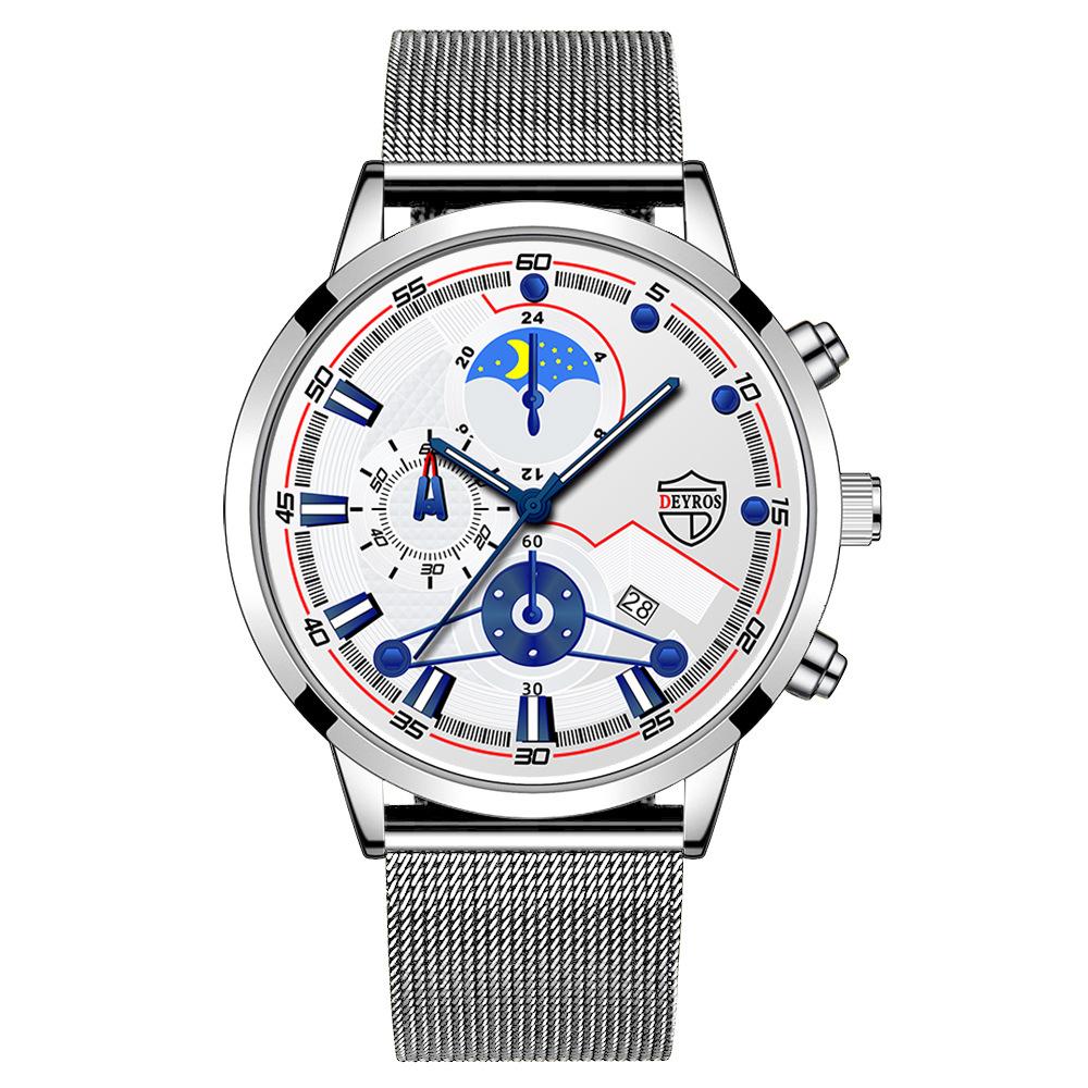 Stainless Steel Mesh Strap Watch Men S Calendar Luminous Quartz Watch