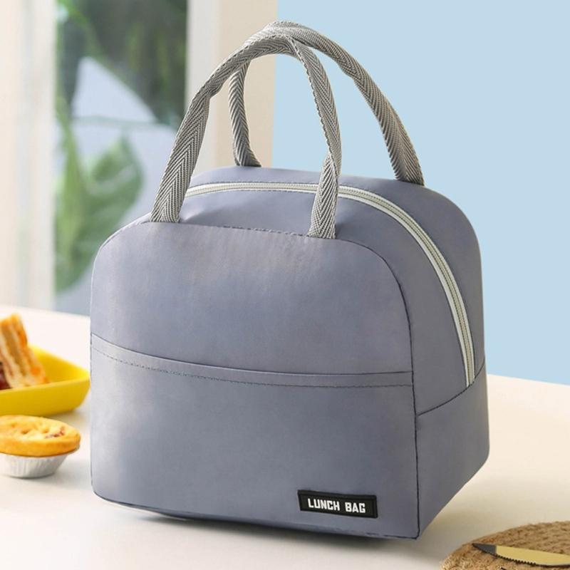 Stylish Insulated Lunch Bag Solid Color Casual Lunch Box Cooling Handbag for School Office or Outdoor Adventures