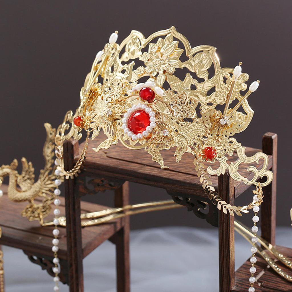 Elegant Chinese Red Bridal Phoenix Crown Headpiece with Unique Tassel Design for Weddings and Special Occasions