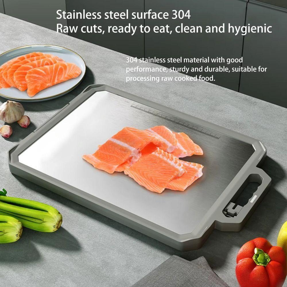 Double Sided Metal Cutting Board with Sharpener Chopping Mat Chopping Board  for Vegetables Fruits