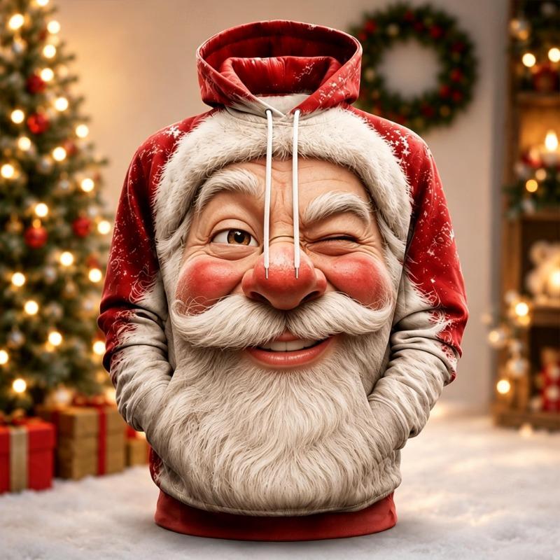Christmas Mens Party Hoodie Santa Comfortable Pullover Sweatshirt for Winter Holiday Christmas Party Wear Funny Christmas hoodie