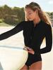 2025 Euro-American Slim Fit Sexy One-Piece Swimsuit: Women's Long Sleeve Zipper Surf Swimwear