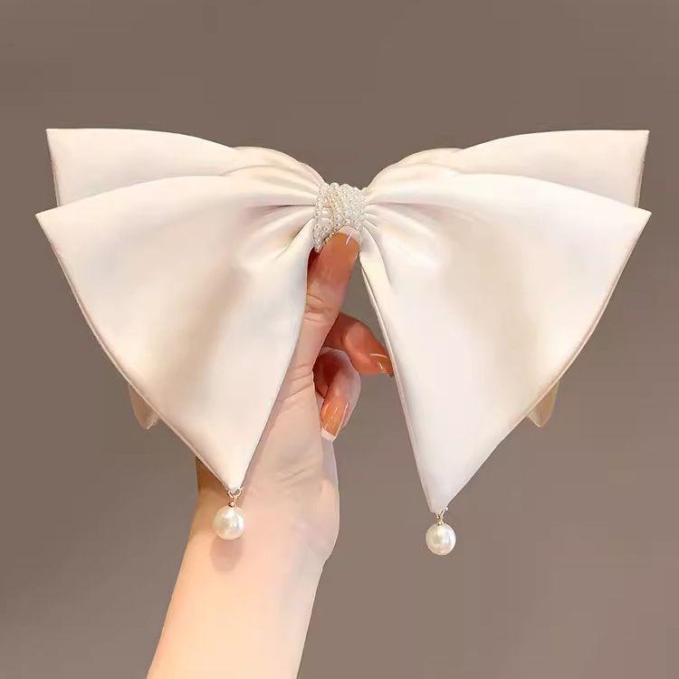 Korean Ribbon Bow Hair Clips for Women Fashion Solid Color Bowknot Hairpins Elegant Ponytail Clip Hair Accessories Headwear