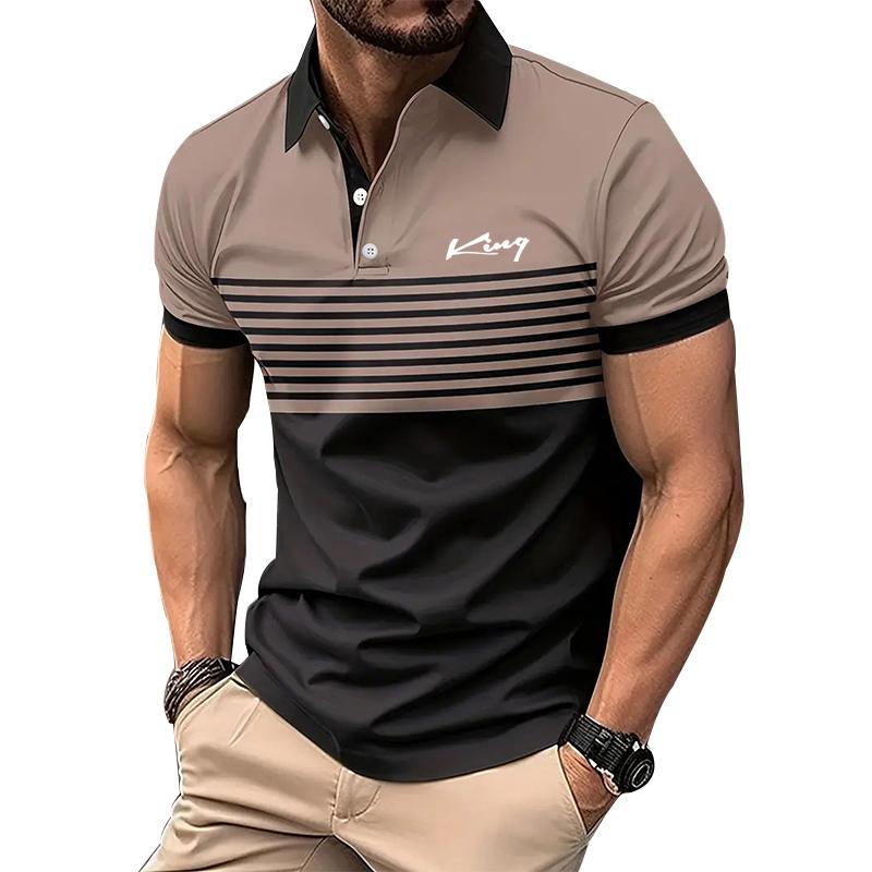3D Digitální Tisk Pruhované Polo Tričko s Krátkým Rukávem Pánské Letní Ležérní Knoflíkové Polo Tričko s Límcem Golfové Polo Tričko Topy