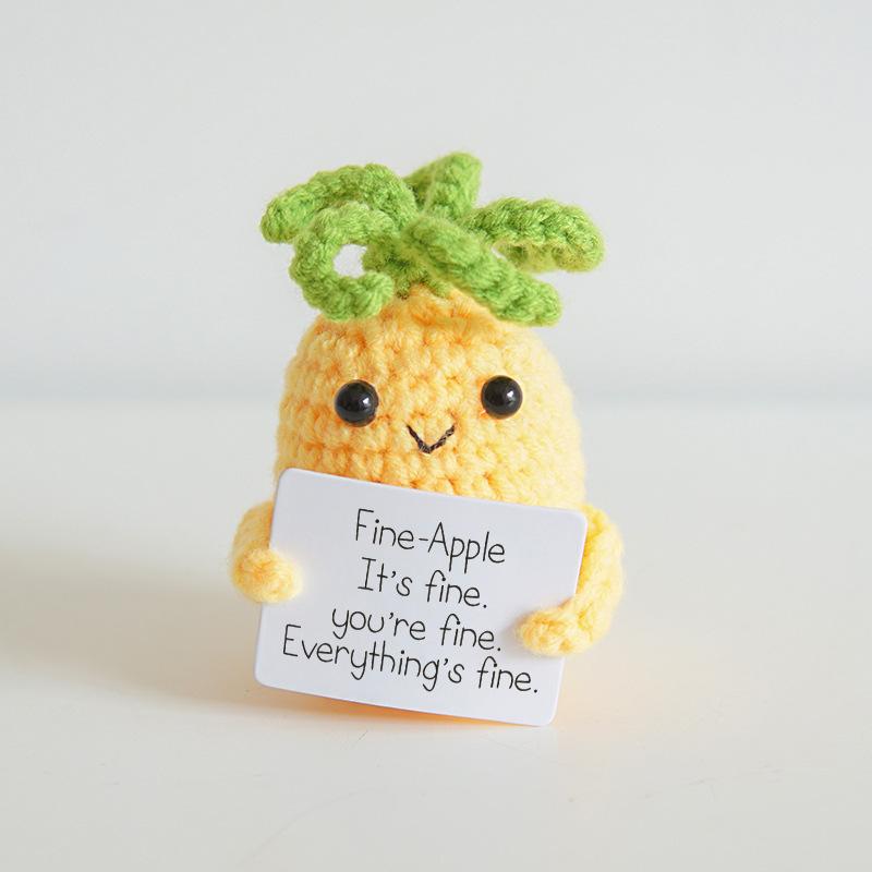 Funny Positive Card Fruit Toast Knitted Doll Home Desk Decoration Gift Christmas