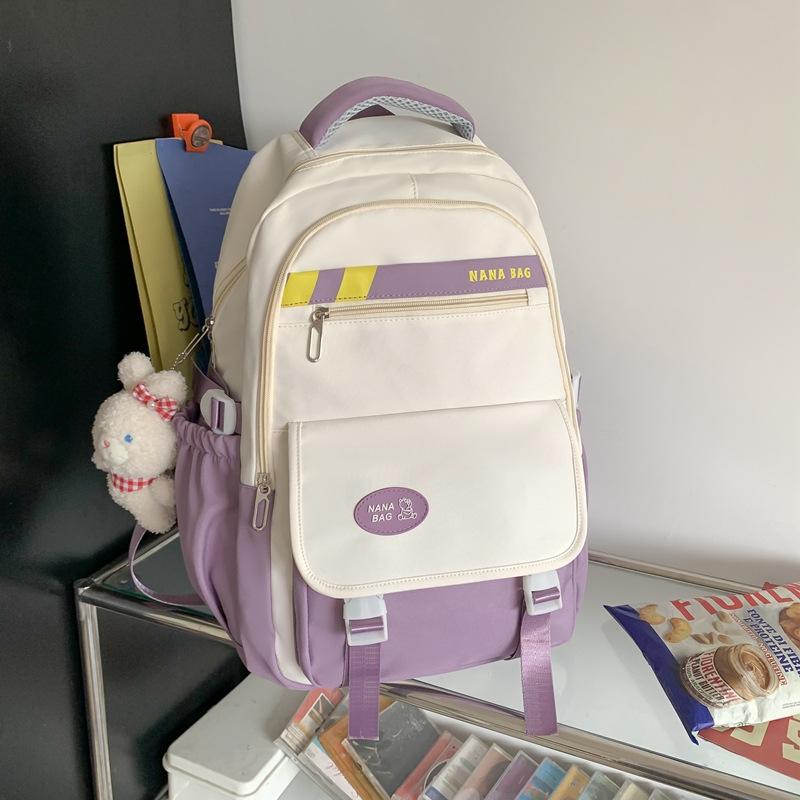 Schoolbag Junior High School Girl Japanese Ins College High School Joker Contrast Minority Design College Student Backpack Backpack