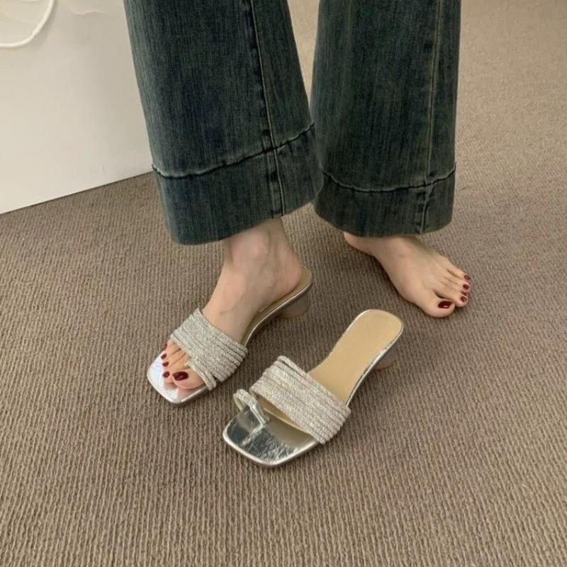 Fashion Crystal Women Flats Slippers Elegant Fashion Shoes Dress Woman Sandals Summer 2025 Party Luxury Slides New Mujer De Zapatillas