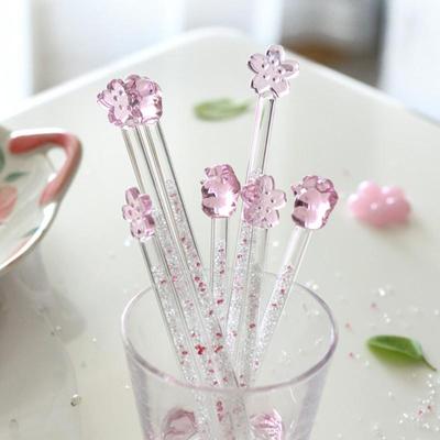 Glas Rührstäbchen Katzenkralle Sakura Form Kaffee Saft Rührstab Küchen Bar Werkzeuge