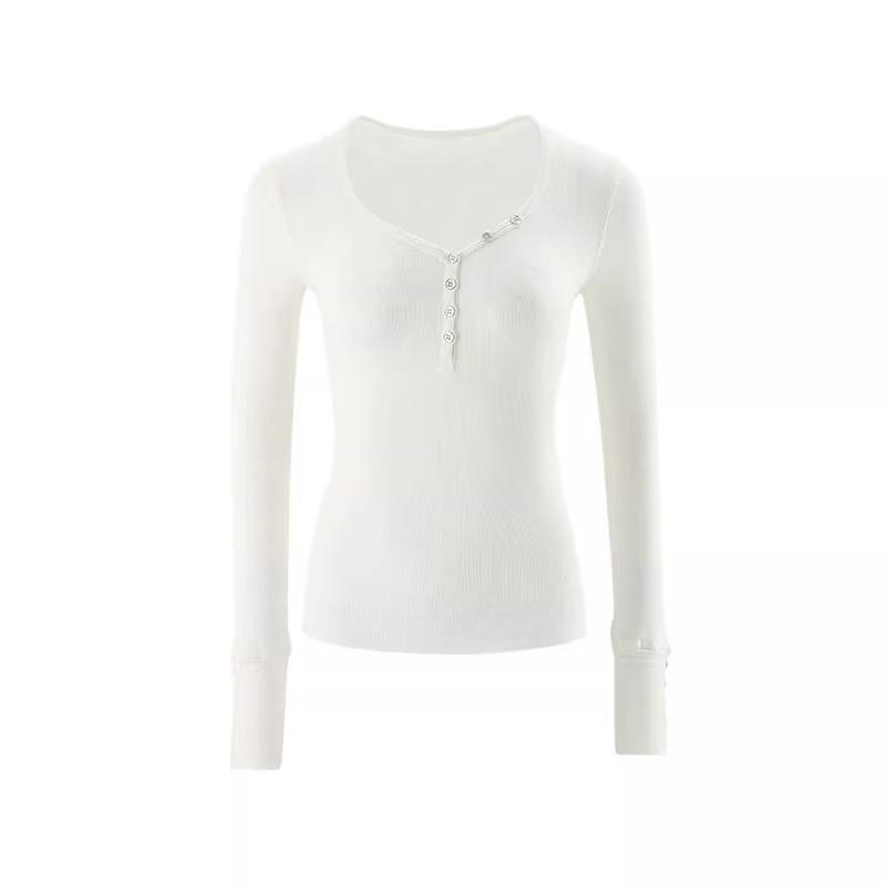 

Женский ретро-топ Hot Girl с длинным рукавом, облегающий - Тонкий, Белая база для весны и осени M [90-100 jin] белый